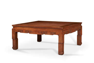 A CHINESE TEAK LOW SQUARE TABLE
