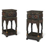 A PAIR OF GILT, POLYCHROME AND BLACK LACQUER STANDS - photo 1