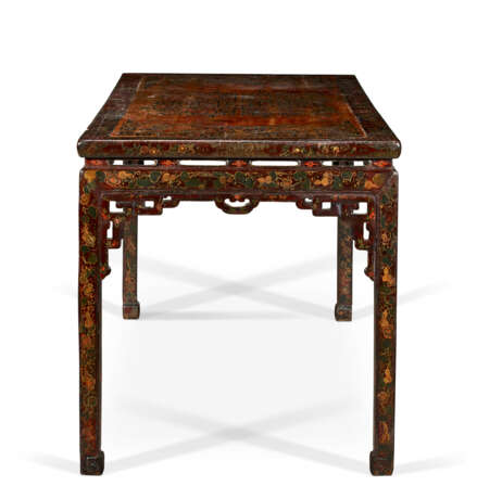 A GILT, POLYCHROME AND BLACK LACQUER PAINTING TABLE - Foto 5