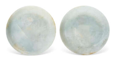 A PAIR OF PALE GREY JADEITE DISHES