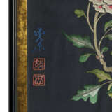 A LARGE EMBROIDERED BLUE-GROUND SILK PANEL - фото 2