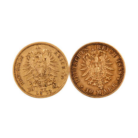 Preussen/GOLD - Konvolut mit 2 x 10 Goldmark, - photo 2