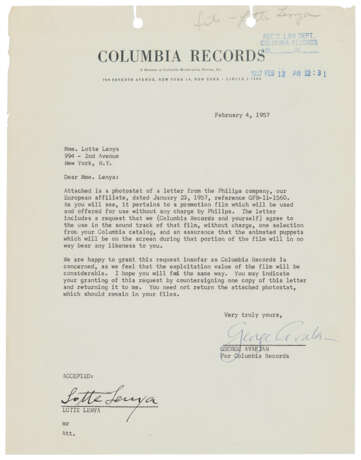 Columbia Records: 16 documents signed - photo 8
