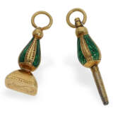 Taschenuhr: Gold/Emaille-Miniatur-Lepine mit Schlüssel und Petschaft, Originalbox Mellerio Paris - фото 7