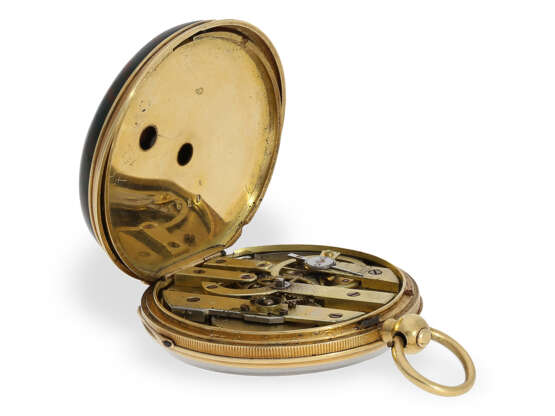 Taschenuhr: Prächtige goldene Miniatur-Lepine mit Jaspisgehäuse und Chatelaine, Urgele a Toulouse, ca.1840 - photo 6