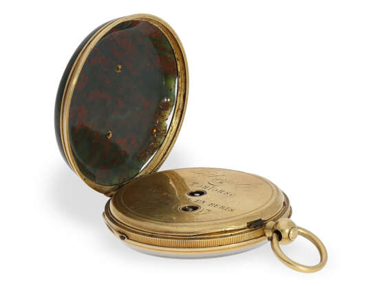Taschenuhr: Prächtige goldene Miniatur-Lepine mit Jaspisgehäuse und Chatelaine, Urgele a Toulouse, ca.1840 - фото 8