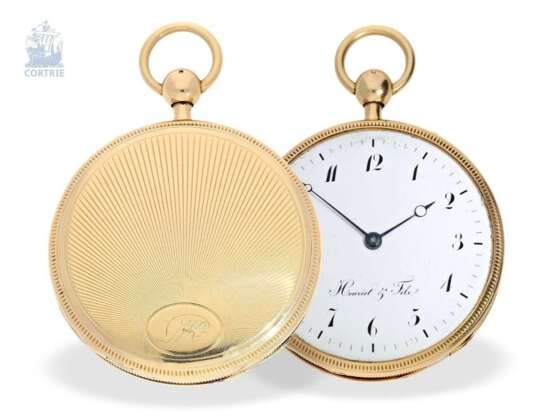 Taschenuhr: hochfeine, große Taschenuhr mit Repetition, 18K Gold, bedeutender Uhrmacher: Houriet & Fils No.8110, um 1810 - photo 4