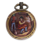 Taschenuhr/Halsuhr: Miniatur-Halsuhr im Stil der frühen Emailleuhren des 17.Jh., vermutlich Genf um 1800 - photo 1