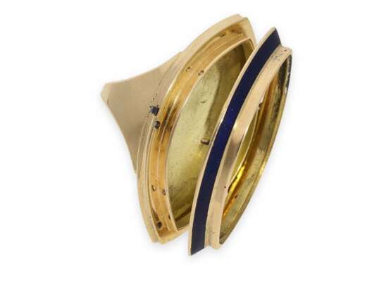 Ringuhr: äußerst außergewöhnliche Gold/Emaille-Ringuhr, möglicherweise gefertigt für oder von Fedor Anatoljewitsch Lorie, Juwelierfabrik Moskau, Partnerfirma von Faberge, ca. 1890-1900, signierte Box - Foto 8