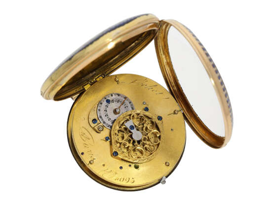 Taschenuhr: besonders große Gold/Emaille-Taschenuhr, signiert Lechet a Paris, ca.1795 - Foto 4