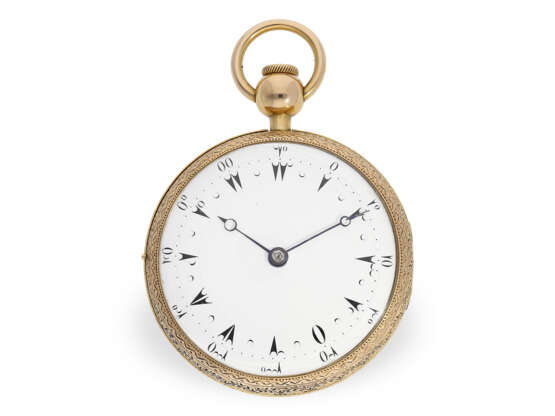 Extrem rare Gold/Emaille-Taschenuhr für den osmanischen Markt mit Viertelstunden-Repetition nach Breguet, ca.1820 - Foto 3