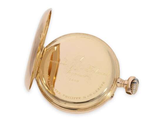 Taschenuhr: rotgoldenes Patek Philippe Ankerchronometer mit seltenem Kaliber, Originalbox und Originalpapieren von 1899! - Foto 4