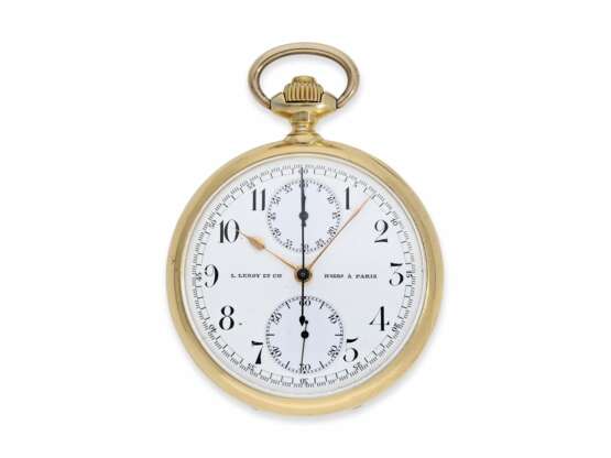 Taschenuhr: sehr seltener antimagnetischer Chronograph in Chronometerqualität, Ankerchronometer "Chronographe Ecran Paramagnétique" L. Leroy Paris No. 11761, ca.1905 - Foto 1