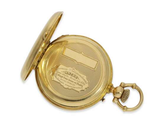 Taschenuhr: interessante und seltene, frühe Goldsavonnette mit Seconde Morte, sehr feine Qualität, ca.1860 - Foto 3
