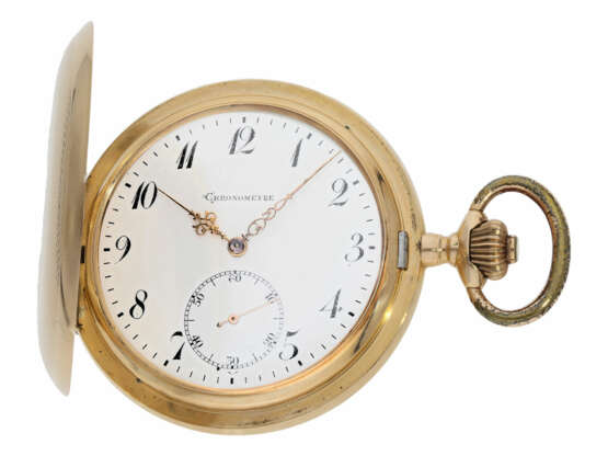 Taschenuhr: schweres und außergewöhnlich großes Schweizer Taschenchronometer mit Chronometerhemmung, ca. 1890, sehr schöner Erhaltungszustand - photo 1