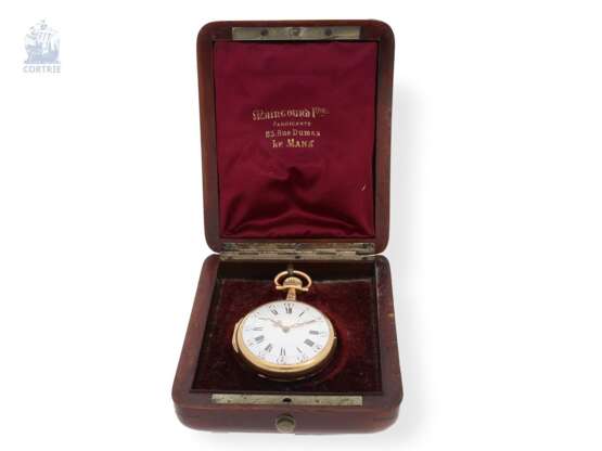 Taschenuhr: hochfeines und extrem seltenes französisches Louis XVI-Style Taschenchronometer mit Originalbox, Maingourd Freres Le Mans No.50653, ca.1870 - Foto 4
