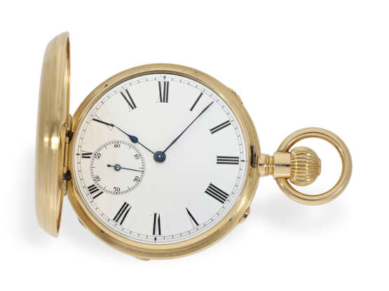 Taschenuhr: sehr interessantes Taschenchronometer mit Kronenaufzug und Kette/Schnecke, ca.1860 - Foto 1