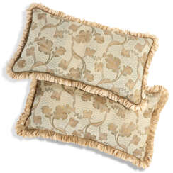 A PAIR OF FRENCH OR ITALIAN SILK AND METALLIC BROCADE CUSHIONS
