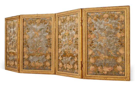 A FRENCH GILTWOOD FOUR-PANEL SCREEN - photo 1
