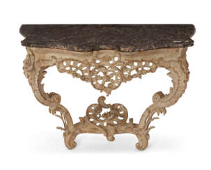 A LOUIS XV GREY-PAINTED CONSOLE TABLE