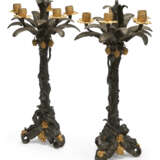 A PAIR OF FRENCH ORMOLU AND PATINATED BRONZE FIVE-LIGHT CANDELABRA - photo 1