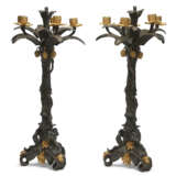 A PAIR OF FRENCH ORMOLU AND PATINATED BRONZE FIVE-LIGHT CANDELABRA - фото 2