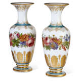 A PAIR OF FRENCH OPAQUE WHITE GLASS VASES - photo 1