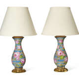 A PAIR OF FRENCH OPAQUE WHITE GLASS VASES MOUNTED AS LAMPS - фото 3