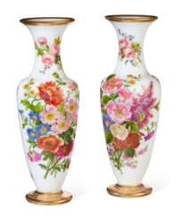 A PAIR OF FRENCH OPAQUE WHITE GLASS VASES