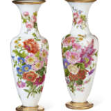 A PAIR OF FRENCH OPAQUE WHITE GLASS VASES - photo 1