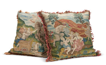 TWO CONTINENTAL NEEDLEWORK CUSHION COVERS