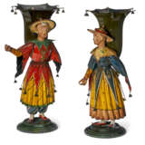 A PAIR OF ITALIAN POLYCHROME-PAINTED TÔLE FIGURAL VASES - photo 1