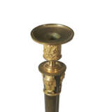 A PAIR OF CONSULAT ORMOLU AND PATINATED BRONZE CANDLESTICKS - фото 5