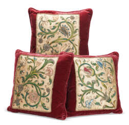 THREE SILK AND METALLIC EMBROIDERED PILLOWS