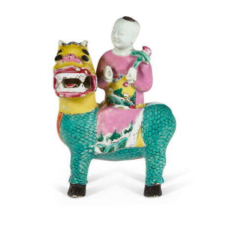 A CHINESE EXPORT PORCELAIN BOY RIDING A QILIN - photo 2