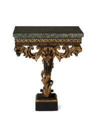 A GEORGE II BLACK-PAINTED AND PARCEL-GILT CONSOLE TABLE