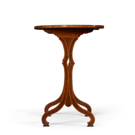 A GEORGE III BURR YEW, EAST INDIAN SATINWOOD, KINGWOOD, AND MARQUETRY KIDNEY-FORM WRITING TABLE - фото 4