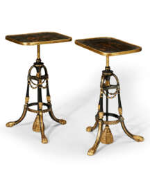 A PAIR OF REGENCY BLACK AND GILT-JAPANNED OCCASIONAL TABLES