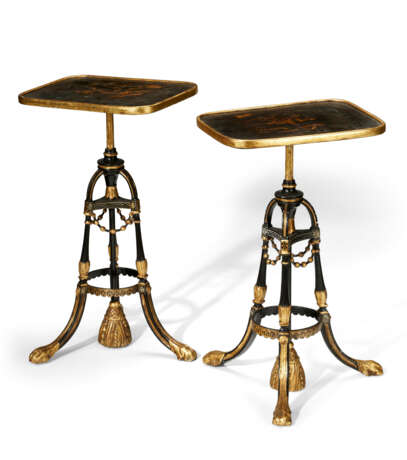 A PAIR OF REGENCY BLACK AND GILT-JAPANNED OCCASIONAL TABLES - фото 3