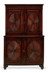 AN ANGLO-INDIAN HARDWOOD TWO-PART CABINET