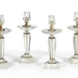 A SET OF FOUR SILVERED-METAL MOUNTED ROCK CRYSTAL CANDLESTICKS - photo 1
