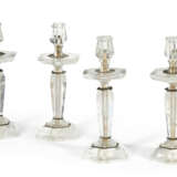 A SET OF FOUR SILVERED-METAL MOUNTED ROCK CRYSTAL CANDLESTICKS - photo 2