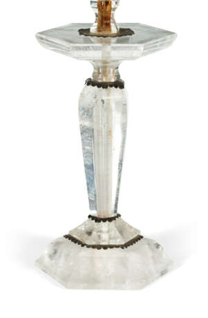 A SET OF FOUR SILVERED-METAL MOUNTED ROCK CRYSTAL CANDLESTICKS - photo 3