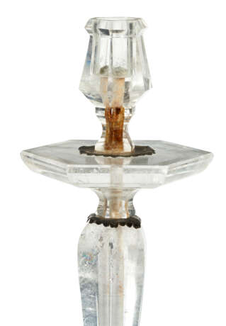 A SET OF FOUR SILVERED-METAL MOUNTED ROCK CRYSTAL CANDLESTICKS - photo 4