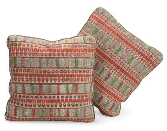 TWO INDONESIAN SARONG COVERED THROW CUSHIONS - photo 1