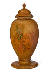 AN AMERICAN ARTS AND CRAFTS POLYCHROME PAINTED AND TURNED-WOOD URN