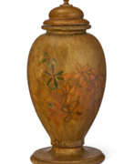 Arts & Crafts (1880-1910). AN AMERICAN ARTS AND CRAFTS POLYCHROME PAINTED AND TURNED-WOOD URN
