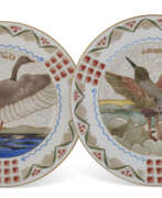 Kornilov Brothers Porcelain Factory. TWO RUSSIAN ORNITHOLOGICAL PORCELAIN PLATES