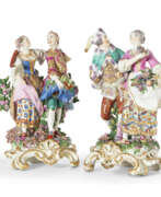 Chelsea Ceramic Factory. A PAIR OF CHELSEA PORCELAIN FIGURE GROUPS EMBLEMATIC OF THE SEASONS