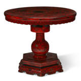 A CHINESE RED AND POLYCHROME- DECORATED CENTER TABLE - photo 3